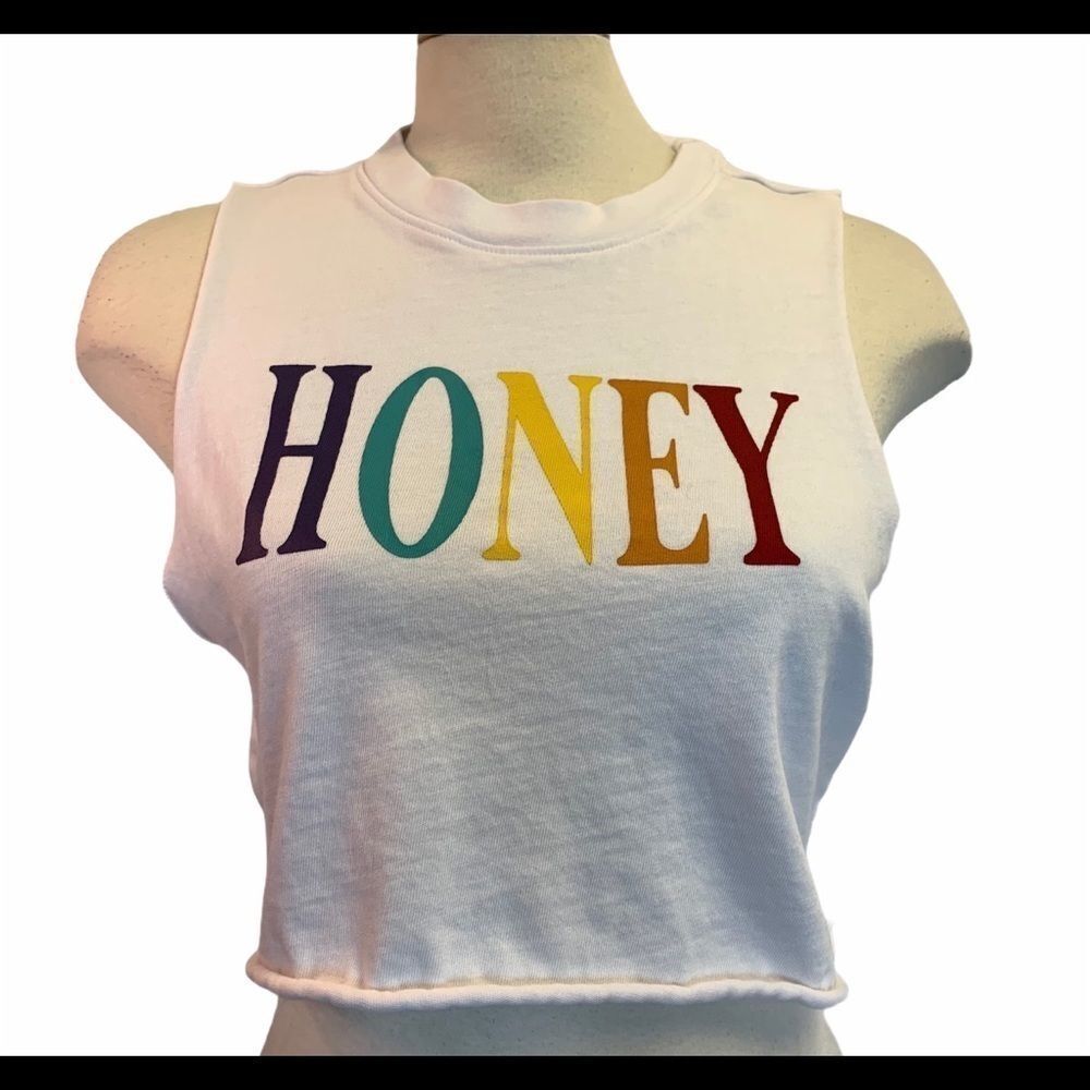 Urban nation white HONEY cropped tank top size M